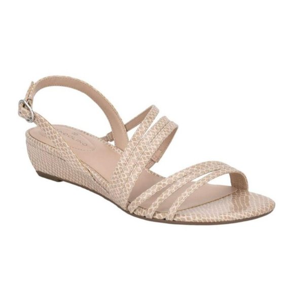 Bandolino Shoes - Bandolino Tambi Embossed Snake Print Sandals Beige